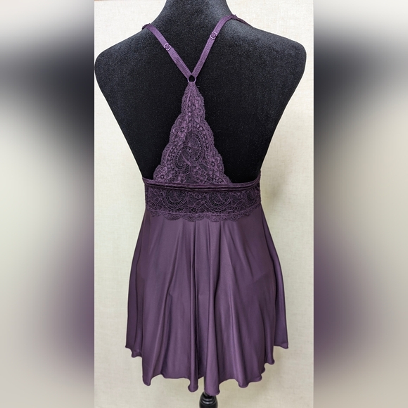 Pure Romance Plum Lace Babydoll & G-String Set - Large - Picture 3 of 13
